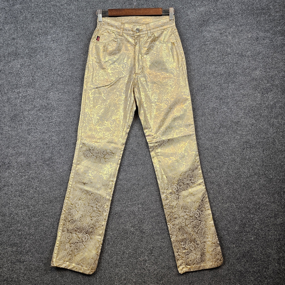 ✨️ Y2K Vibe Alert! Navi Authentic USA Vintage Gold Metallic Paisley Jeans NWT ✨️